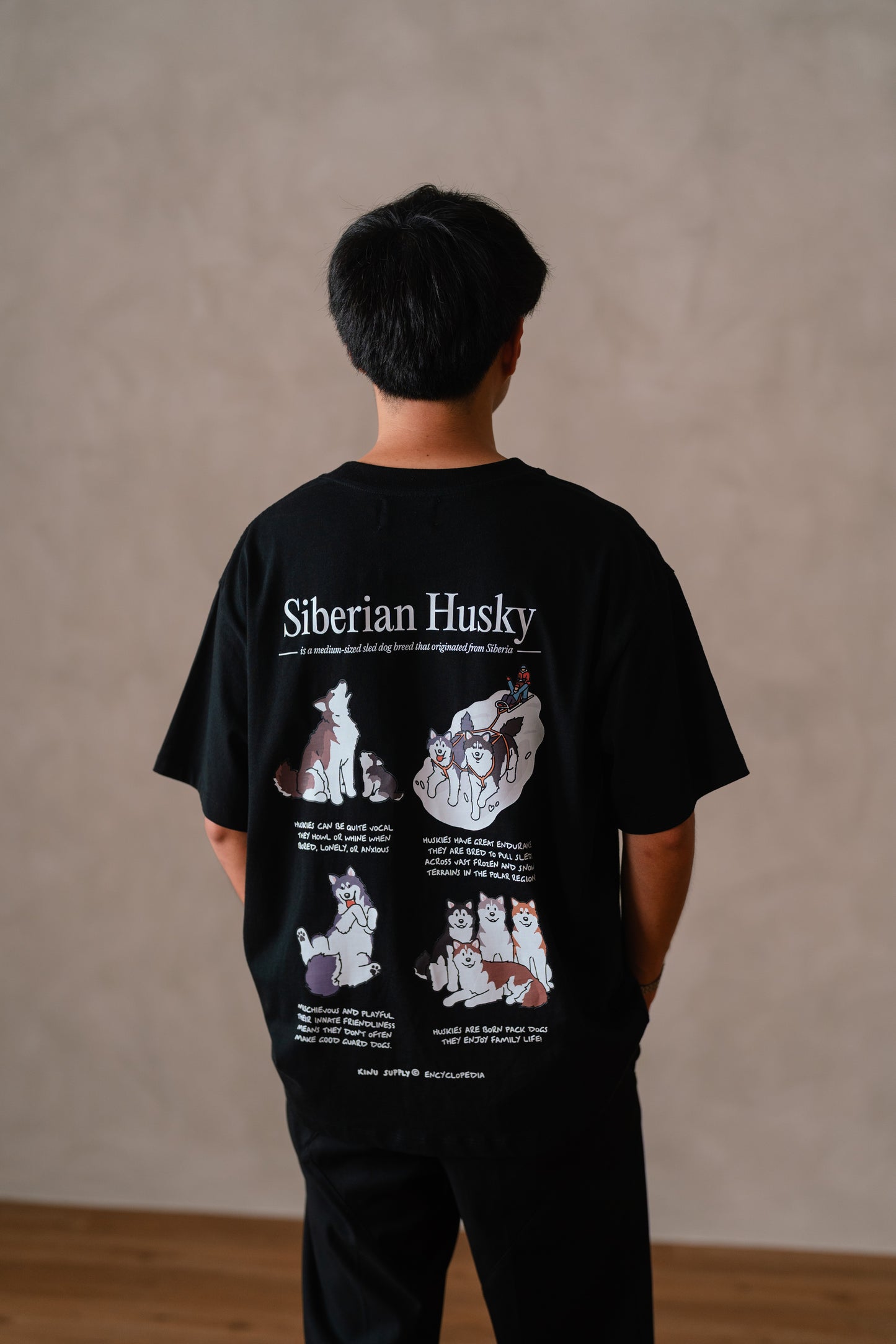 Siberian Husky Encyclopedia T-shirt Black