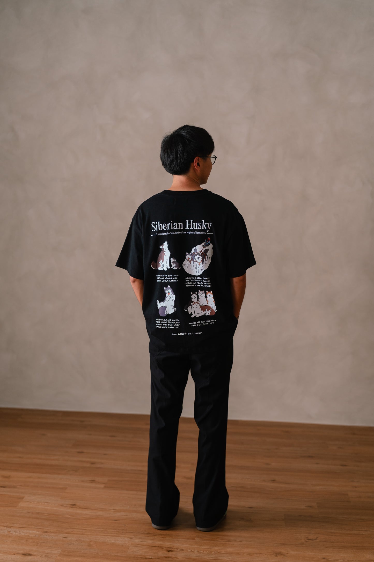 Siberian Husky Encyclopedia T-shirt Black