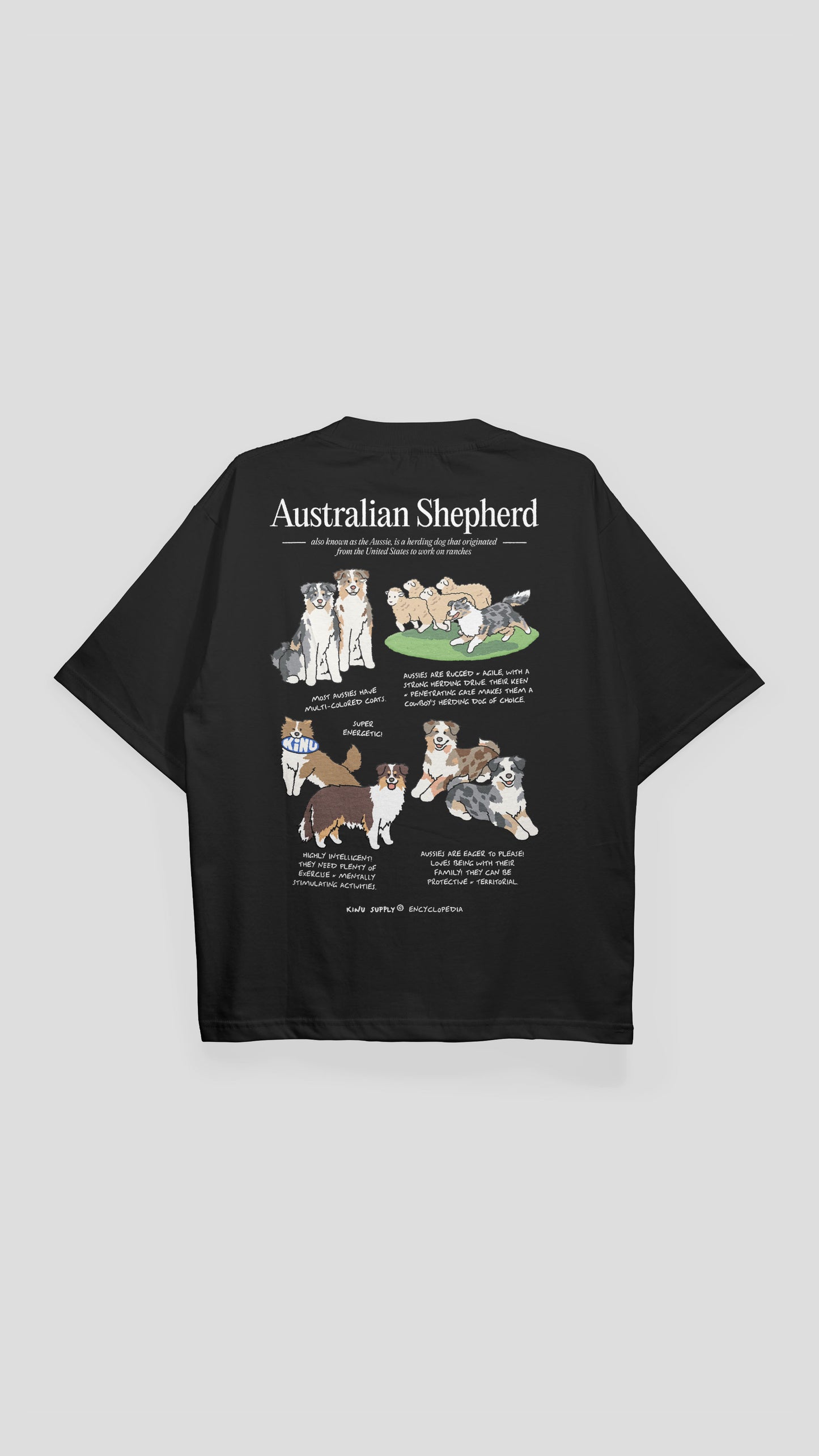 Australian Shepherd Encyclopedia T-shirt Black