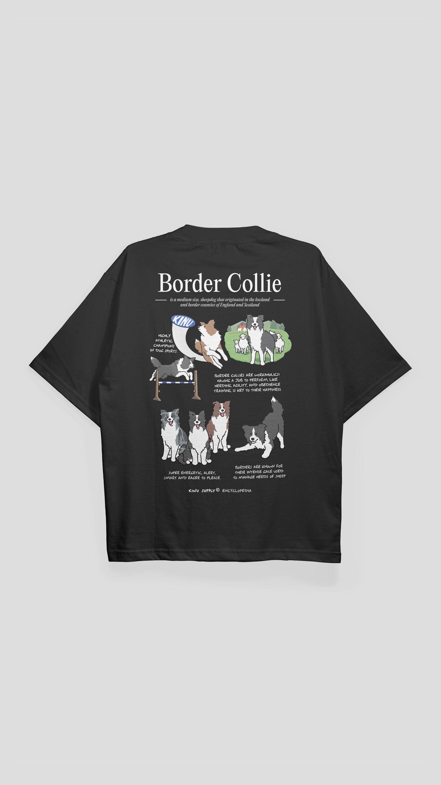 Border Collie Encyclopedia T-shirt Black