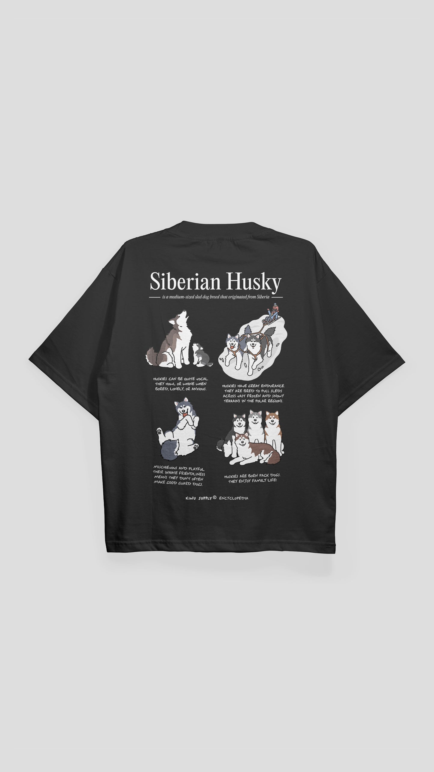 Siberian Husky Encyclopedia T-shirt Black