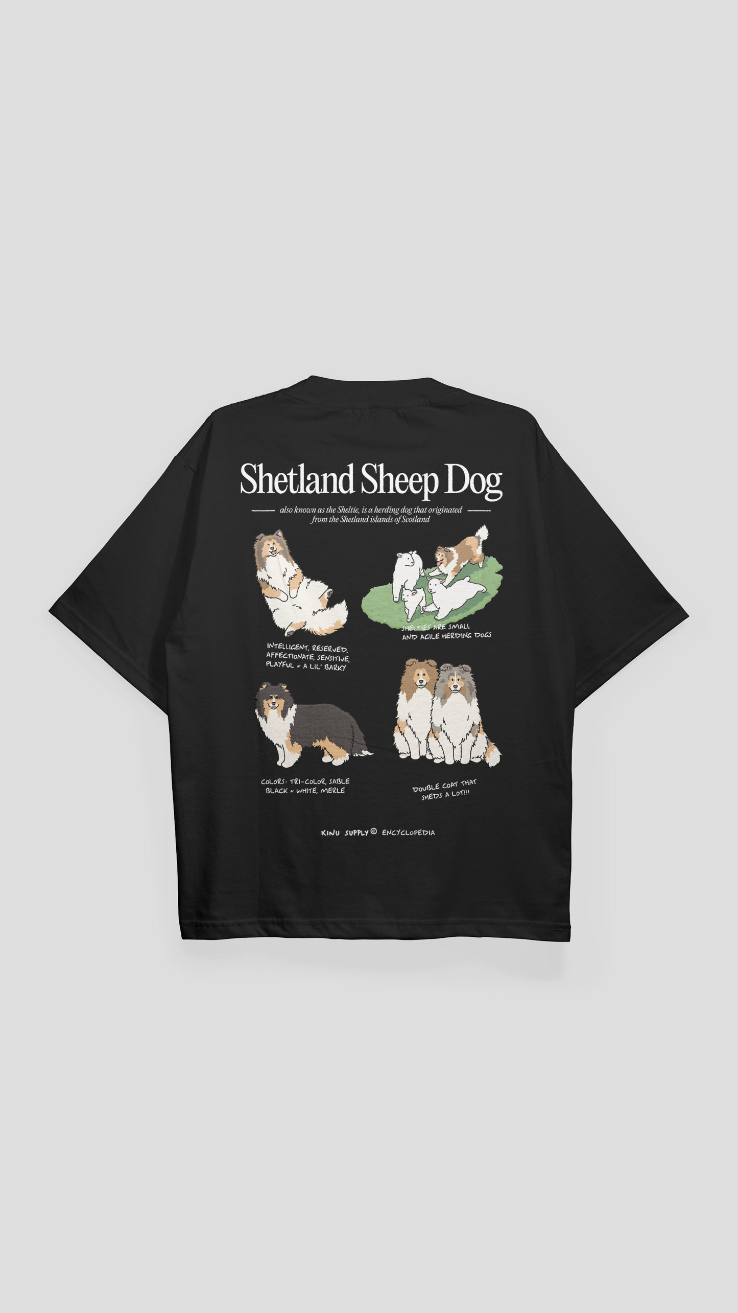 Shetland Sheepdog Encyclopedia T-shirt Black